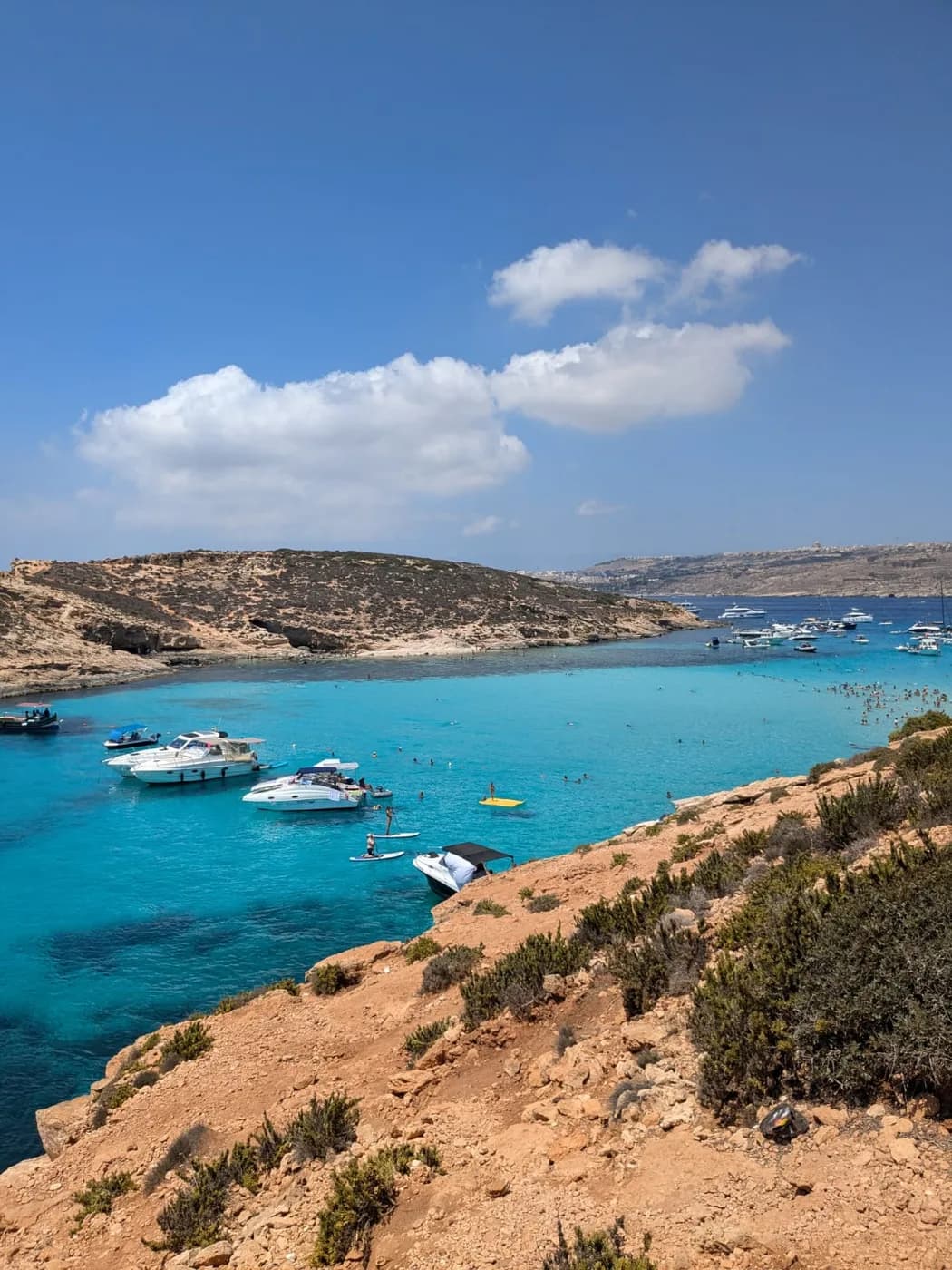 Turquoise Mediterranean water and rocky coastline in Malta